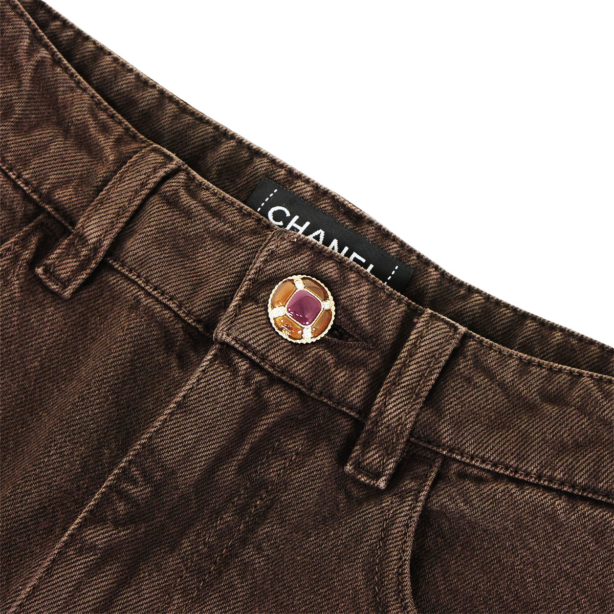 CHANEL シャネル デニムパンツ ジーンズ ビジューボタン ココマーク CHANEL シャネル デニムパンツ ジーンズ ビジューボタン ココマーク