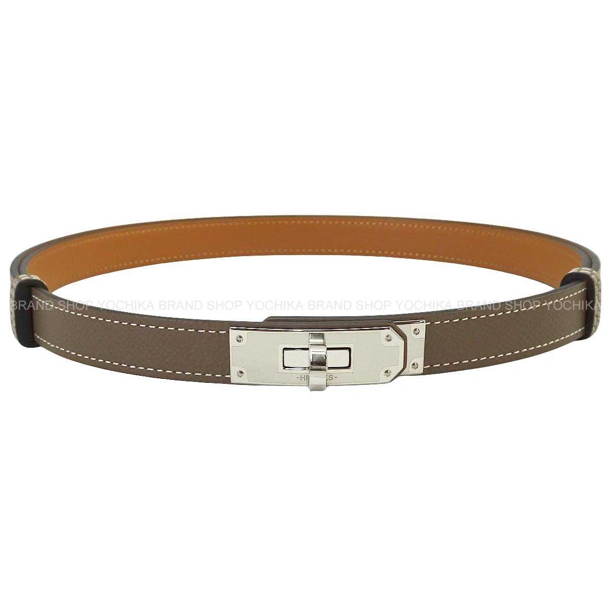 HERMES(エルメス) ベルト新品同様  ケリー18 エトゥープ シルバー金具 HERMES エルメス ベルト ケリーベルト18 エトープ (エトゥープ