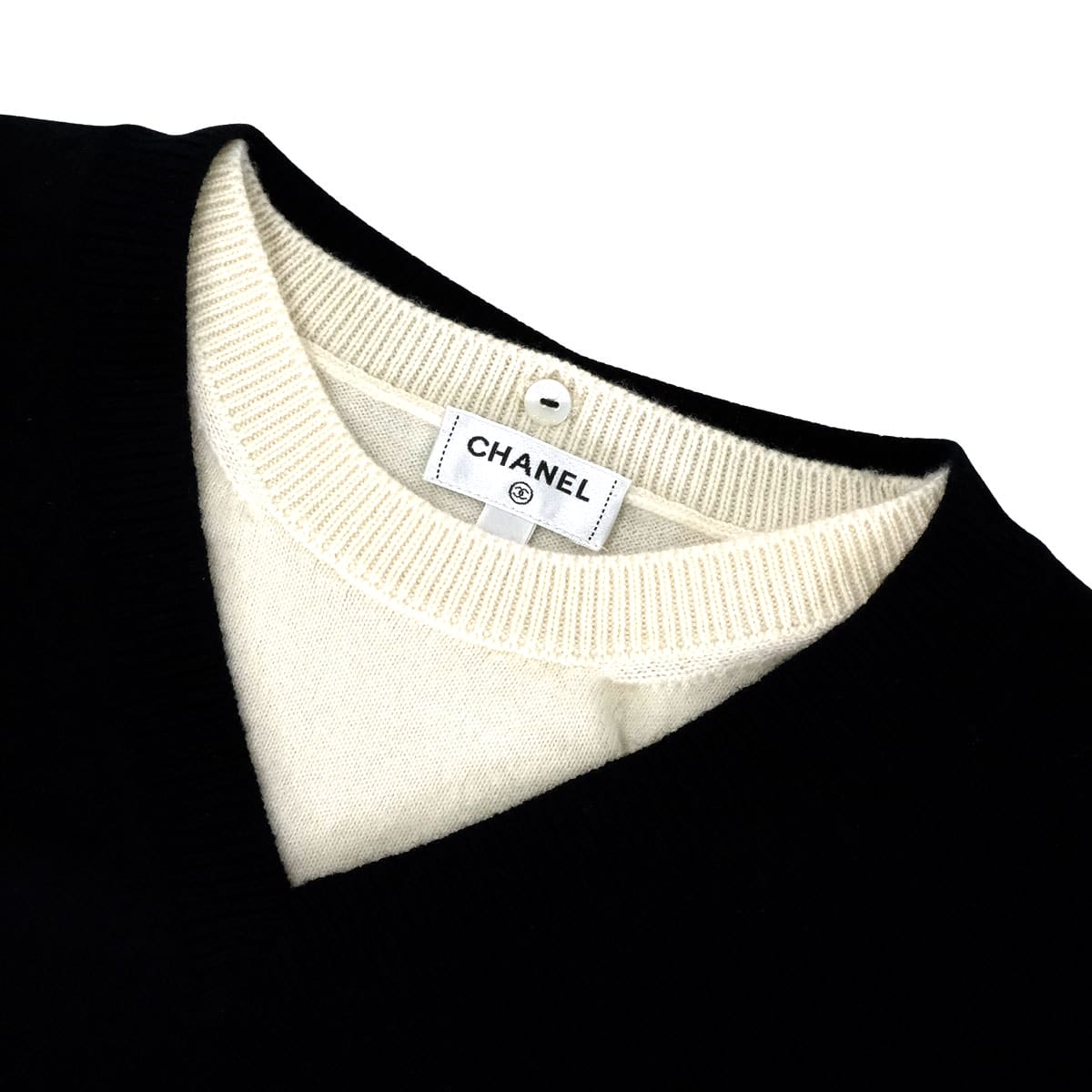 CHANEL 黒 半袖　カシミヤ100 38 CHANEL シャネル/カシミヤノースリーブニット・BK/38/Bランク/85【中古