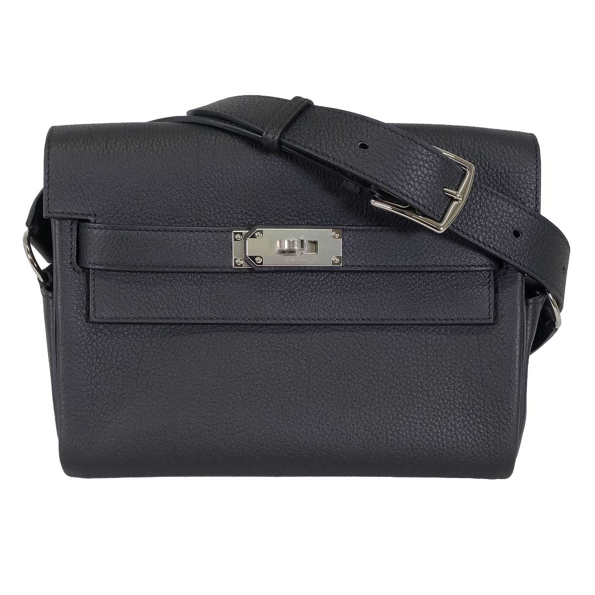 エルメス HERMES メッセンジャーアトラージュ U刻印 ブラック×シルバー金具 エヴァ―グレイン レディース ショルダーバッグ エルメス HERMES メッセンジャーアトラージュ U刻印 ブラック×シルバー