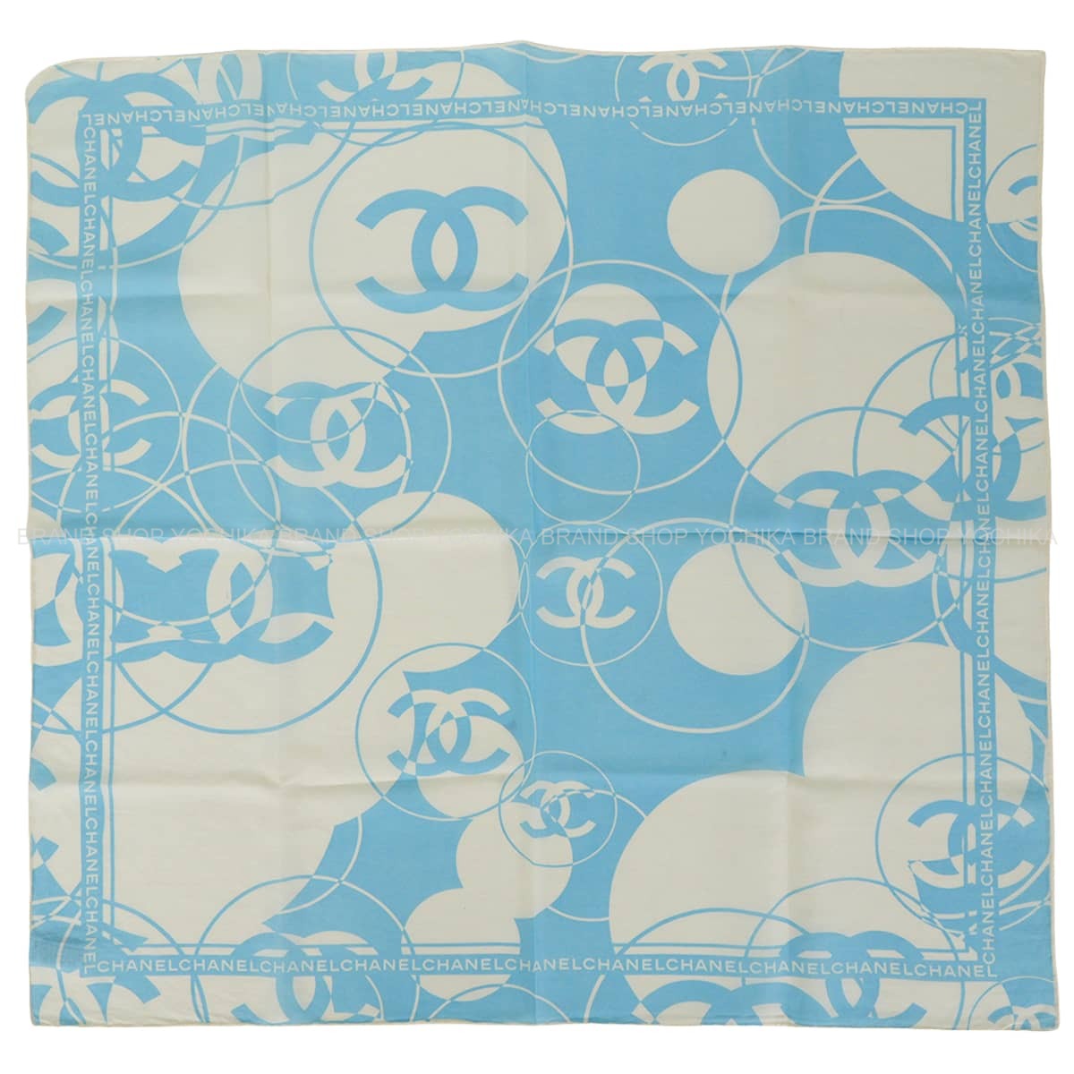 CHANEL シャネル ハンカチ ココマーク 白 (ホワイト)/ブルー コットン