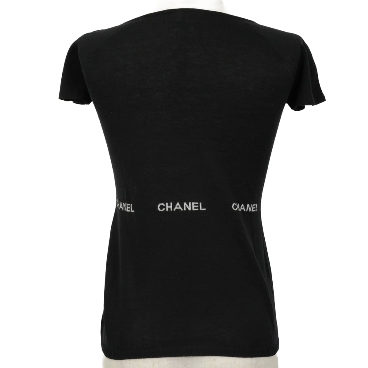 2024年春夏 CHANEL シャネル ニット 半袖 トップス ロゴ 黒 (ブラック