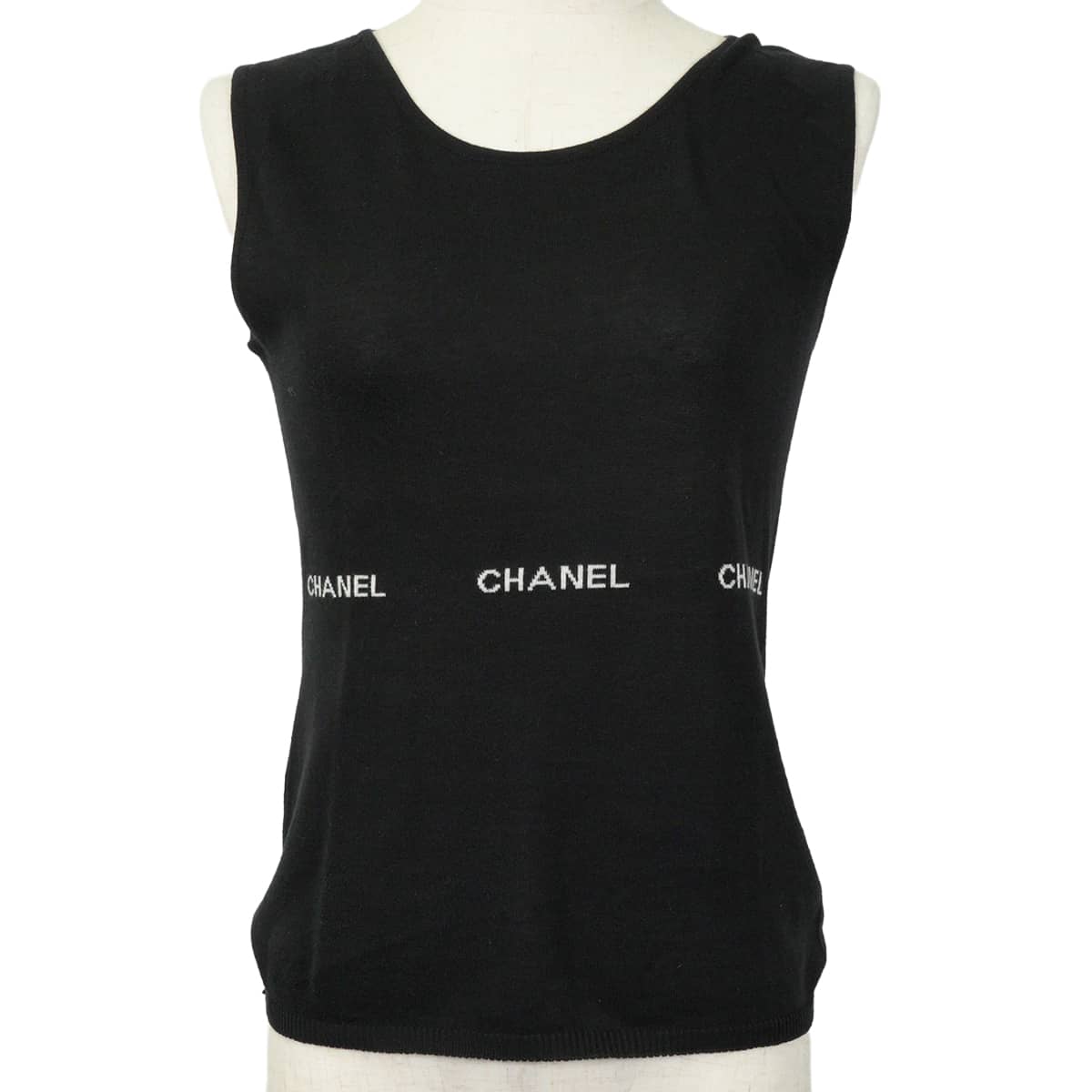 2024年春夏 CHANEL シャネル トップス ノースリーブ ロゴ 黒 (ブラック