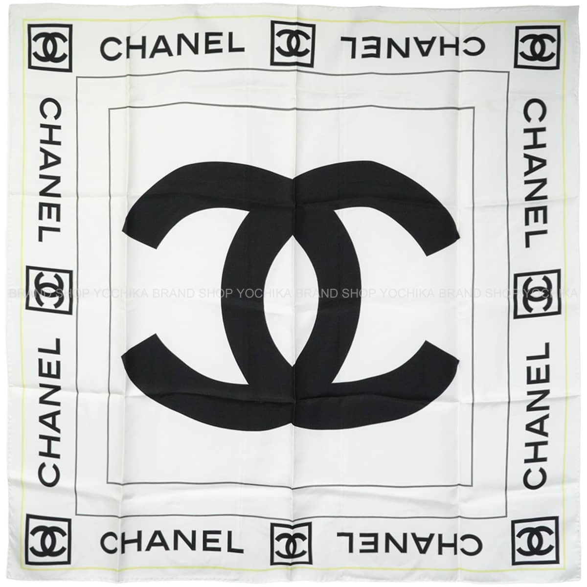 CHANEL シャネル スカーフ 大判 ココマーク 白 (ホワイト)/黒