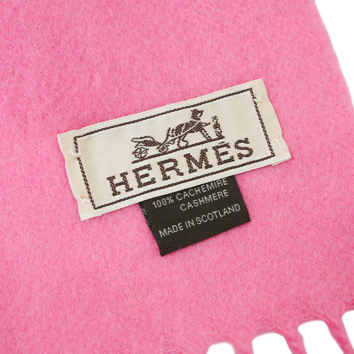 HERMES エルメス マフラー ユニ ブロデ ローズショッキング カシミヤ