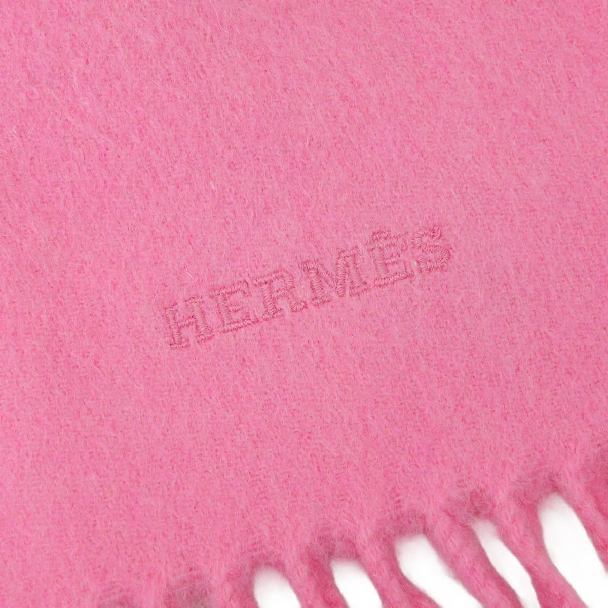 HERMES エルメス Hロゴ マフラー ピンク HERMES エルメス マフラー ユニ ブロデ ローズショッキング カシミヤ