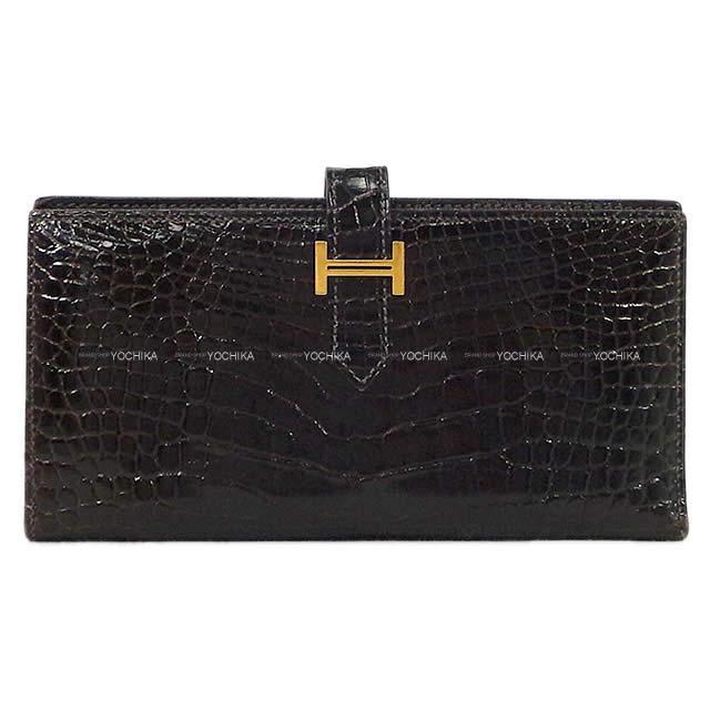 HERMES エルメス 長財布 ベアンスフレ ローズシェラザード クロコダイル アリゲーターシャイニー シルバー金具 新品